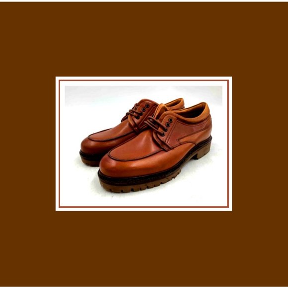New Rare & Unique Johnston & Murphy Men\'s Cognac Genuine Leather Italian Shoes